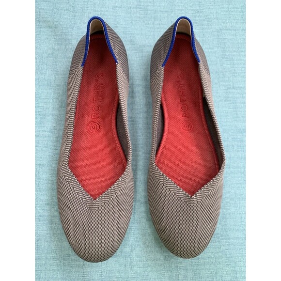 Rothy's Gray Round Toe Flats w/Blue Accent & Red Insoles Women's US 11